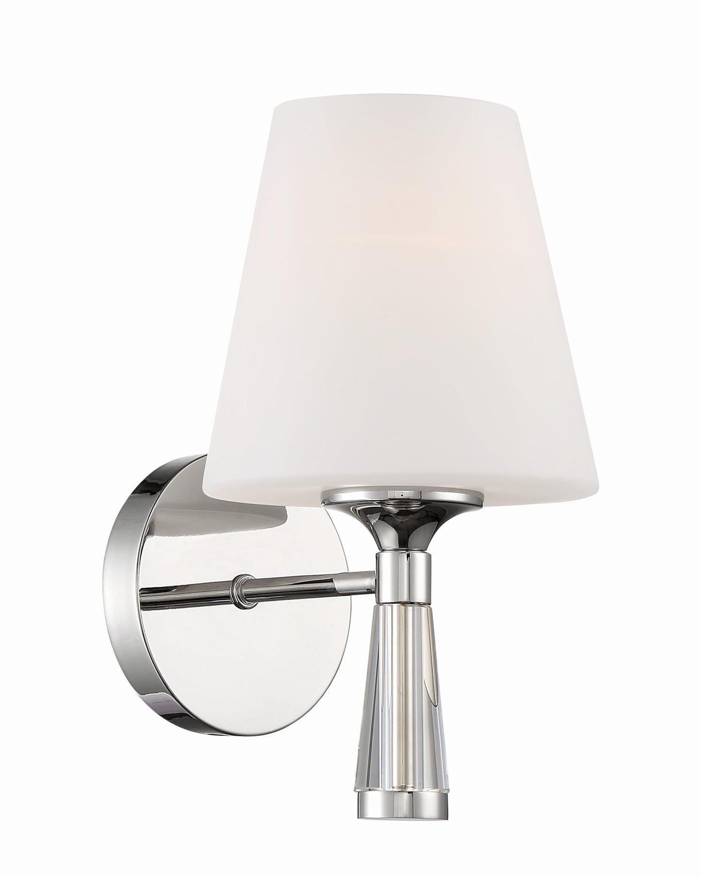 Crystorama Ramsey 1 Light Polished Nickel Sconce with Sconce with Glass Shade