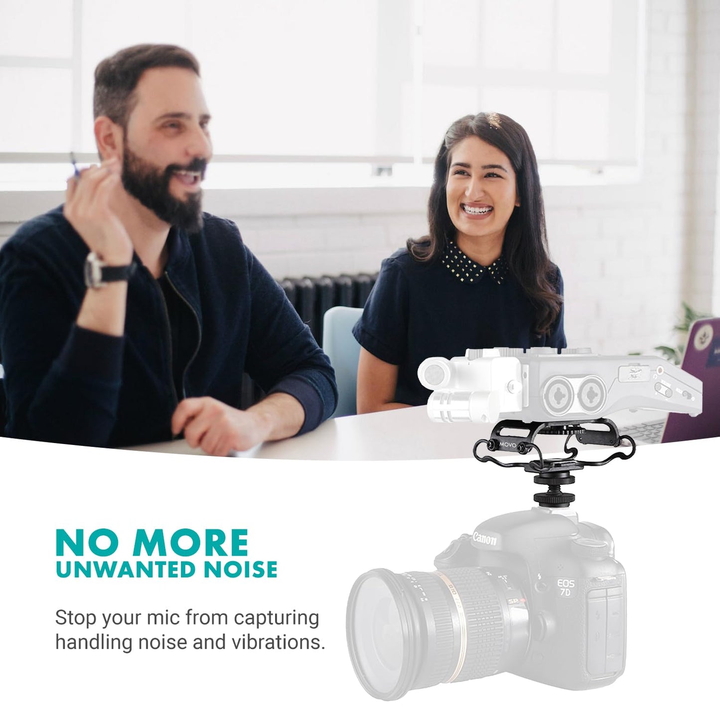 Movo SMM5-B Universal Microphone and Portable Recorder Shock Mount - Fits the Zoom H1n, H2n, H4n, H5, H6, Tascam DR-40x, DR-05x, DR-07x and others