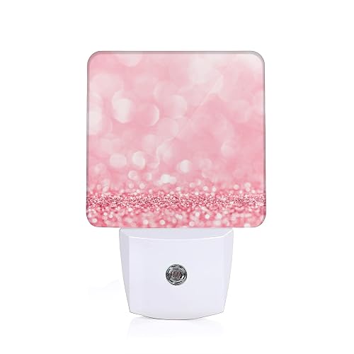 Pink Glitter Night Light,Plug into Wall Nightlights with Dusk to Dawn Light Sensors,Nightlights for Bedroom/Bathroom/Hallway/Kitchen,Nightlight