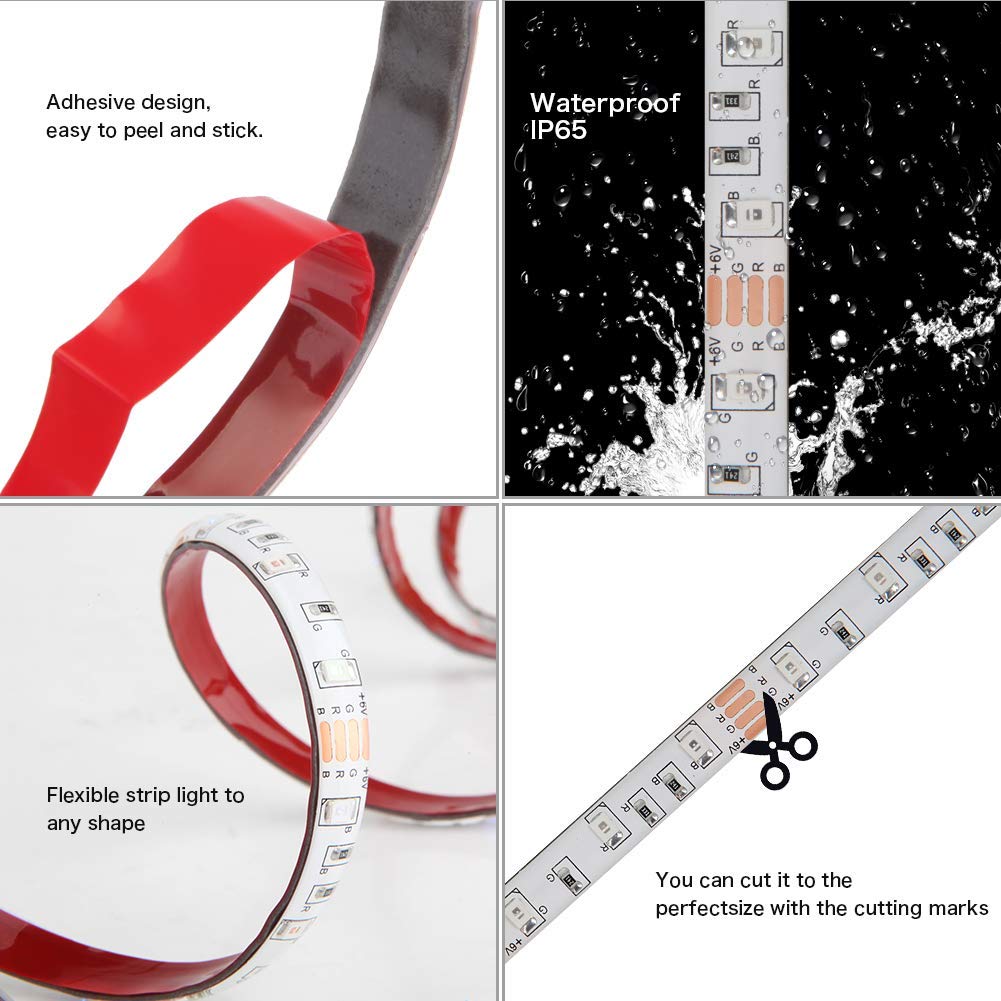 Geekeep White Led Strip Lights Battery Powered, Cordless Light Strip, Waterproof Led Light Strips Battery Powered, Wireless Battery Operated Strip