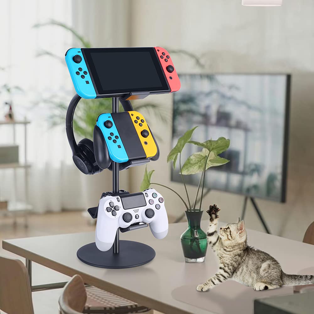KELJUN Controller Stand 3 Tier,Headphone Holder, Multi Adjustable Game Controller Headset Hanger for All Universal Gaming PC Accessories, Xbox PS4 PS5