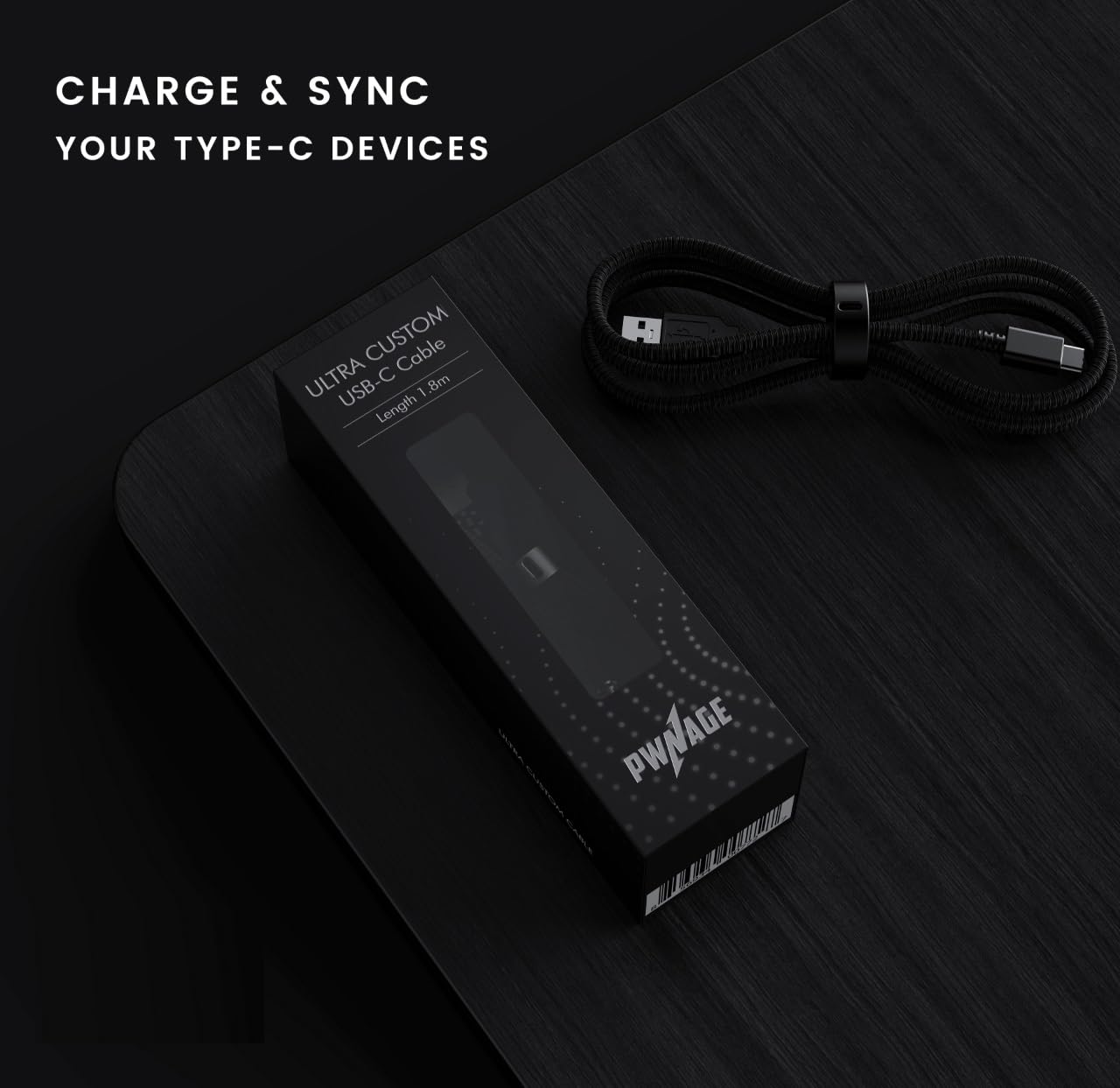 PWNAGE Ultra Custom Paracord Ultra Flexible USB C Cable for Gaming Keyboard, Mouse, Charging, Double-Sleeved Mechanical Keyboard Cable, 1.8M USB-A