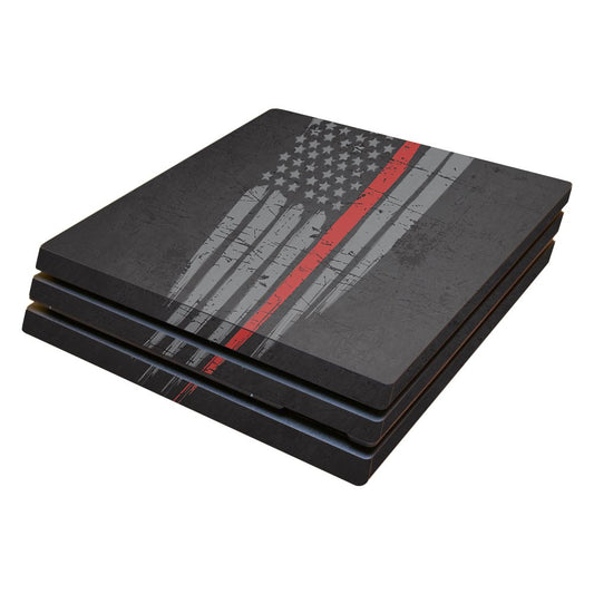 MightySkins Skin Compatible with Sony PS4 Pro Console - Thin Red Line | Protective, Durable, and Unique Vinyl Decal wrap Cover | Easy to Apply