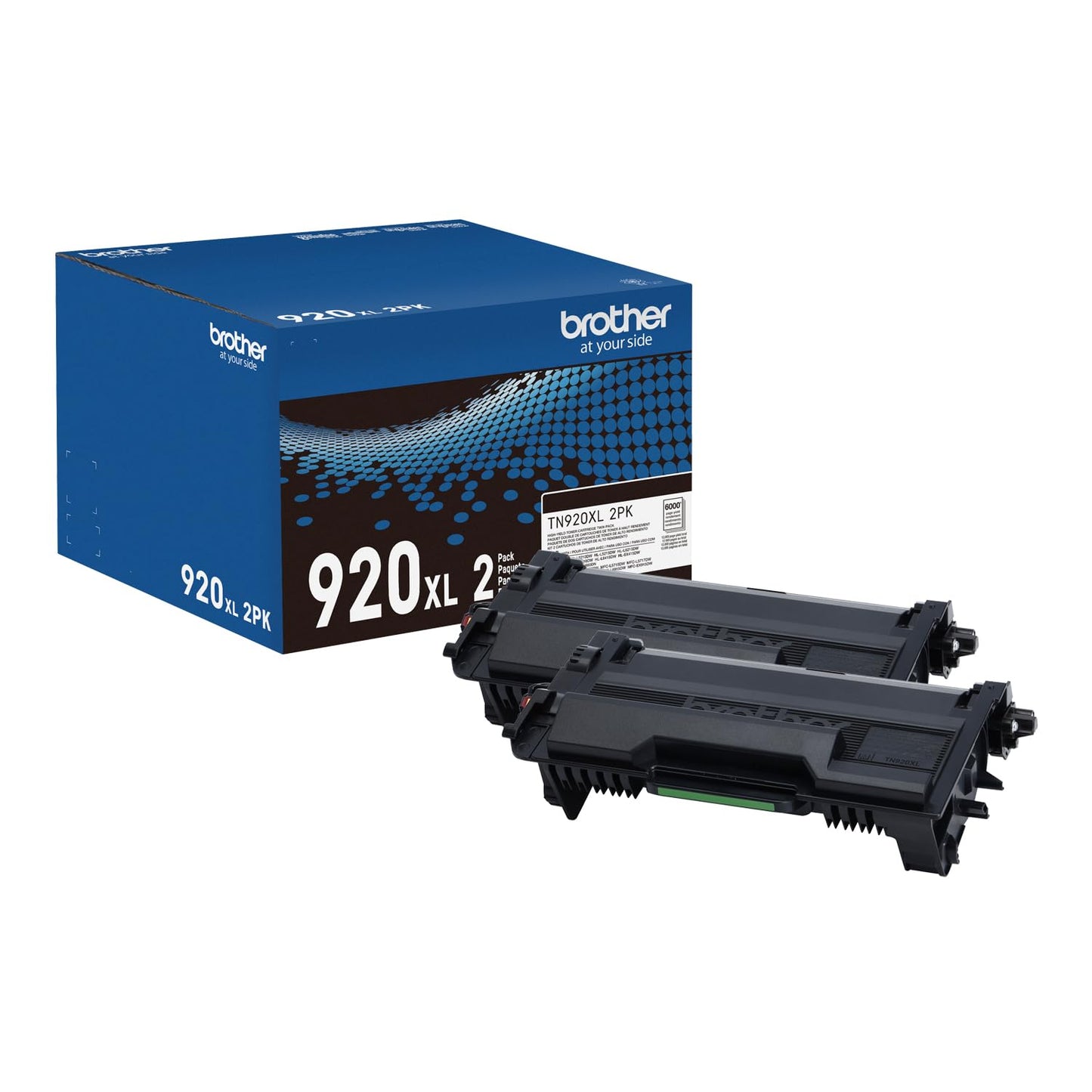Brother Genuine TN920XL High-Yield Black Toner Cartridge 2-Pack for Professional Business Laser Printers, 12,000 Pages per Cartridge, Compatible