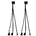 2Pcs PMW Fan Splitter Cable 4Pin to 3Pin/4Pin PC Case Fan D Type Sleeved Adapter Cable 1 to 3 PMW Fan Splitter Extension Power Cable Power Adapter