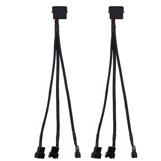 2Pcs PMW Fan Splitter Cable 4Pin to 3Pin/4Pin PC Case Fan D Type Sleeved Adapter Cable 1 to 3 PMW Fan Splitter Extension Power Cable Power Adapter