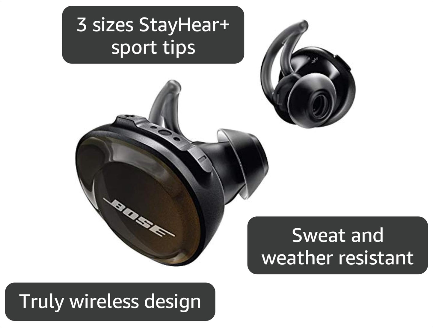 Bose SoundSport Free Wireless Sport Headphones - 774373-0010 Black (Renewed)