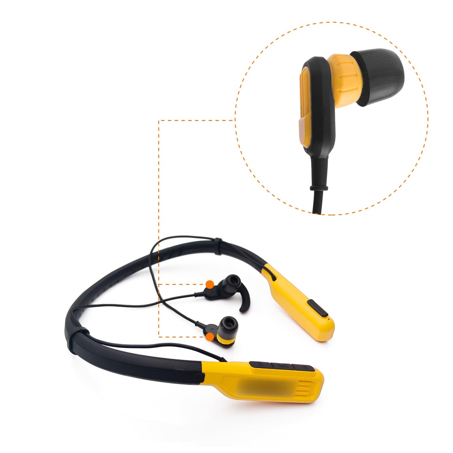 Klowcok Memory Foam Replacement Ear Tips for DEWALT Earbuds, Comfort fit Neckband Headphones. 3Pairs, Black (Assorted-S/M/L)