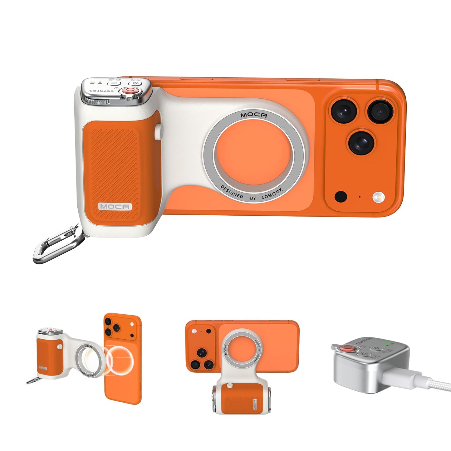 COMITOK MOCA iPhone 17 Pro Camera Grip No Need App for iOS26, Compatible iOS17 and iOS18, Fun Shot Magnetic Grip for Phone Native Camera