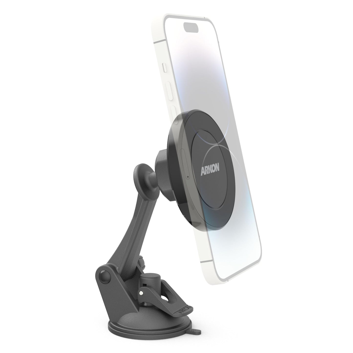 ARKON Mounts Magnetic Phone Mount with Suction Mount, Strong Neodymium Magnets, Suction Mount for Windshields and Dashes, 360° Swivel for Easy