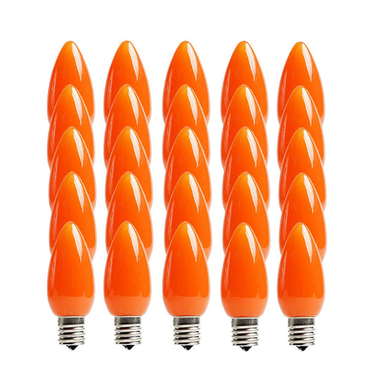 EZLS C9 Orange Opaque SMD LED Bulbs - Box of 25 Smooth Orange Retro C9 Replacement Bulbs