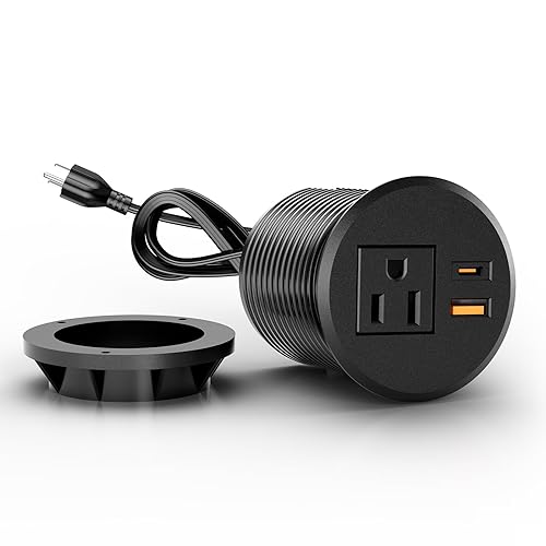 ZHANGONG Desk Power Grommet Outlet, Recessed Power Outlet with 20W USB-C Fast Charging, 2.76 inch for Conference Rooms, Office Tables, Furniture