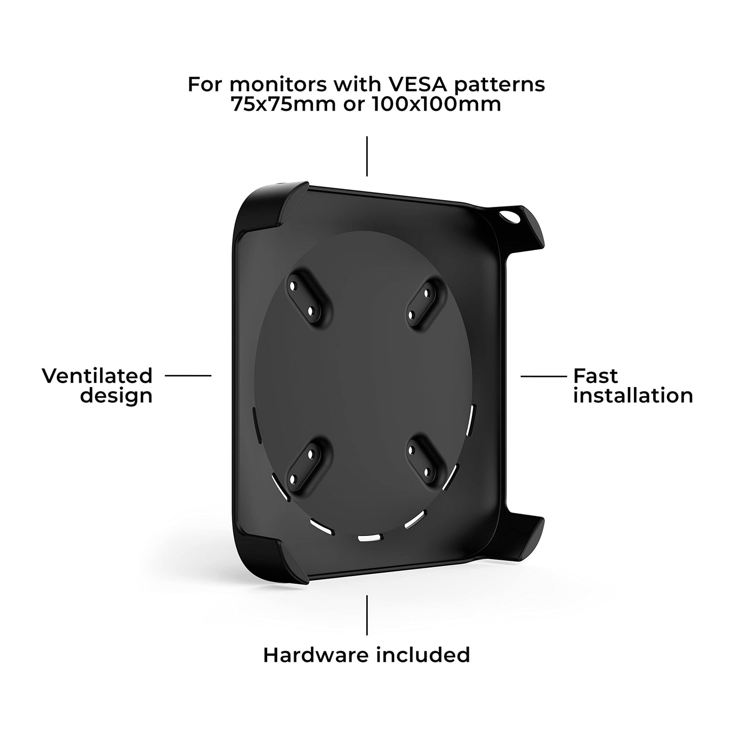 HumanCentric Mount Compatible with Mac mini, Custom Mount Adapter for Wall, Rack, Under Desk, Behind Monitor, 75x75mm and 100x100mm VESA Patterns