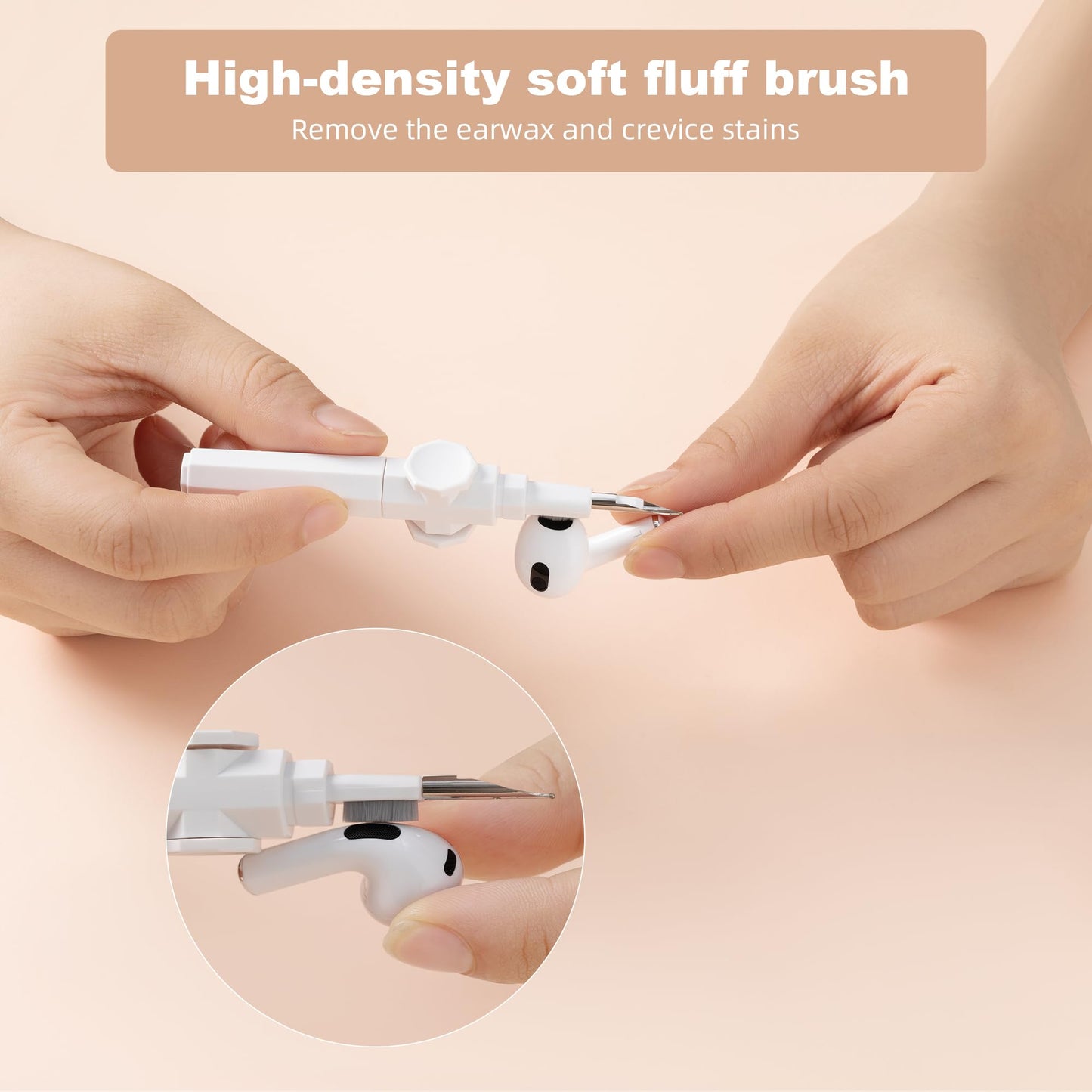 360° Rotating Cleaner Kit for Airpods Pro 1 2 3 Multi-Function Cleaning Pen with Soft Brush Flocking Sponge for Bluetooth Earphones Case Cleaning