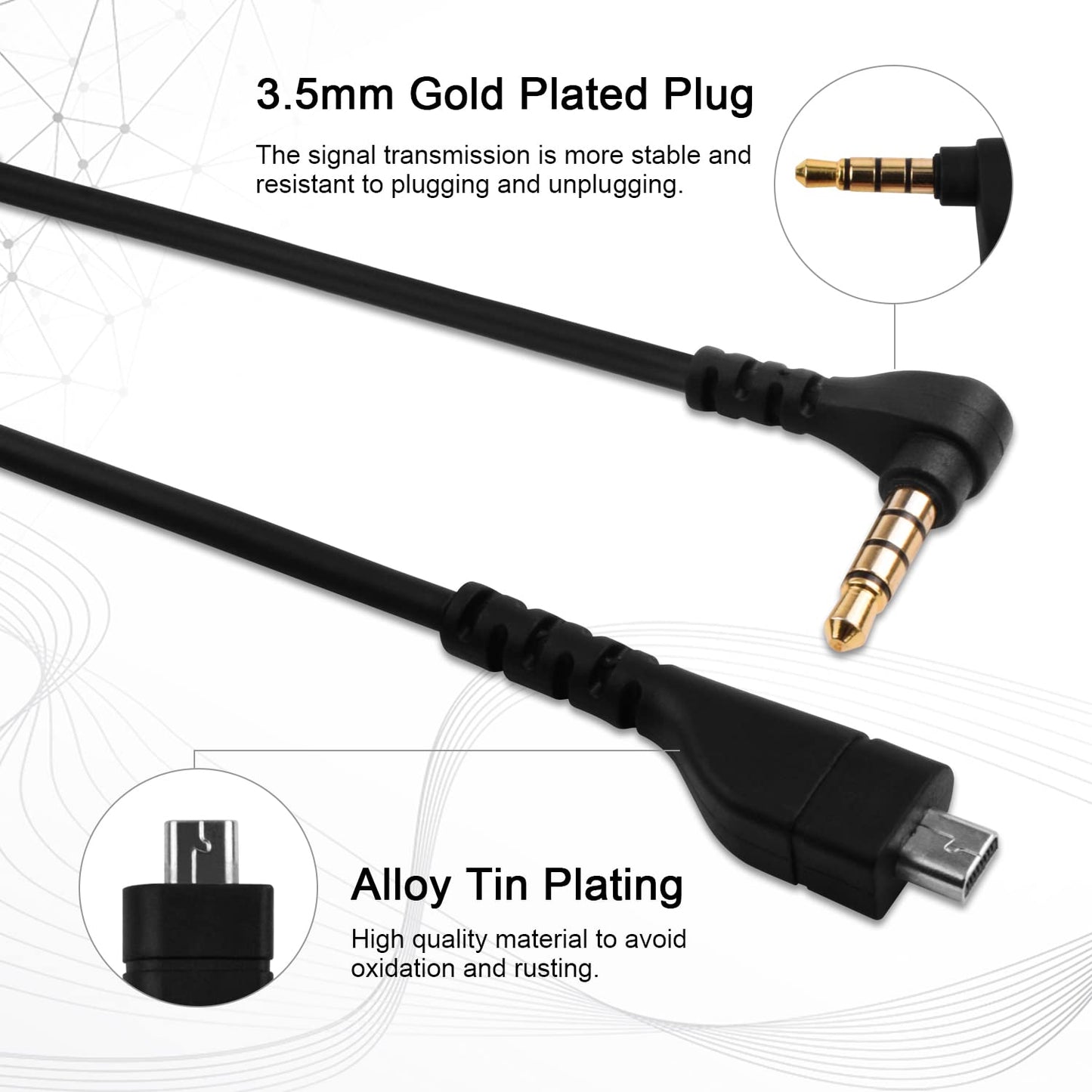 Tobysome 1.5m Black Replacement Arctis Headphone Audio Cable Compatible with SteelSeries Arctis 3/5/7/Pro Gaming Headphones, PS4/PS5/Xbox
