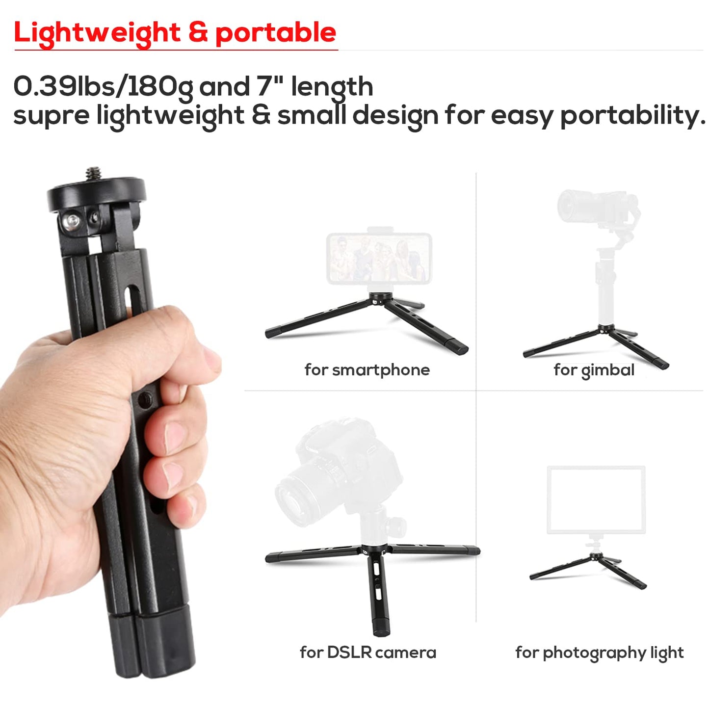 EaxanPic Aluminum Mini Tripod, Desktop Tabletop Stand Tripod for Zhiyun Smooth Q/4, Crane Plus/2,Weebill s, Ronin S/SC/RS2/RSC2, Osmo Mobile,Gimbal