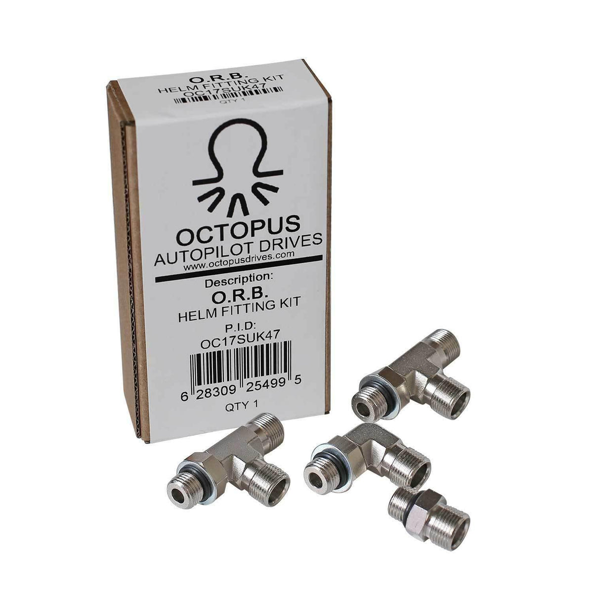 Octopus Autopilot Drives OC17SUK47, Multiposition Tee Straight & Elbow Orb Thread Helm Fitting Kit