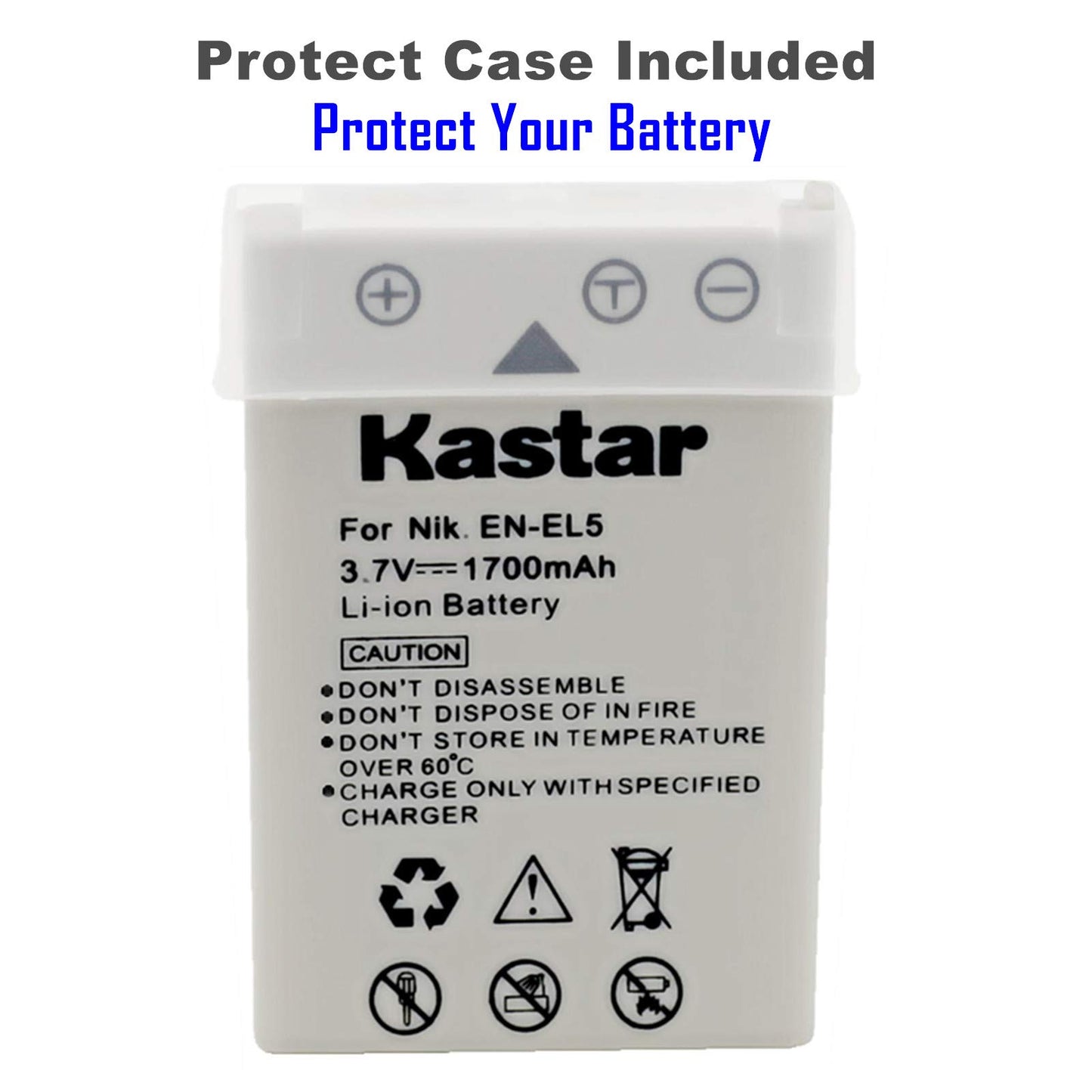Kastar Battery 1-Pack + Charger Kit for Nik EN-EL5, Nik MH-61 Work with Nik Coolpix 3700, 4200, 5200, 5900, 7900, P3, P4, P80, P90, P100, P500, P510