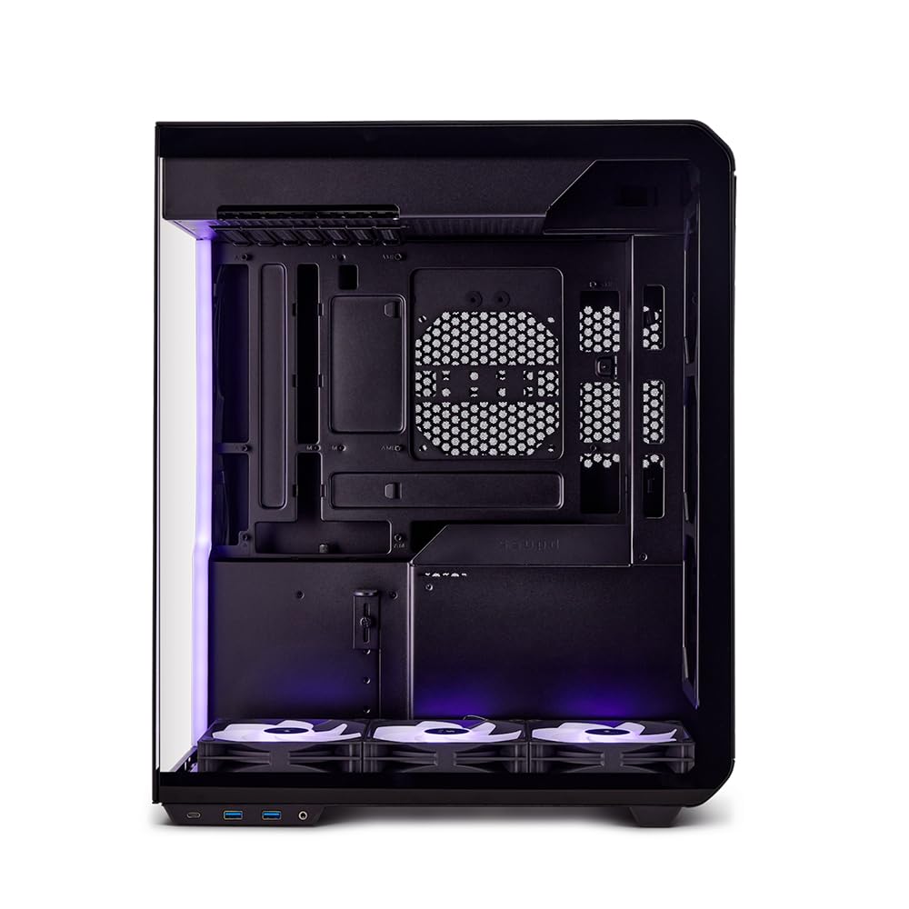 SSUPD Xhuttle Black ATX Mid Tower Gaming Case, with a Dual - Chamber Design, Panoramic Tempered Glass,Vertical GPU Airflow, Includes 3 x 120mm ARGB
