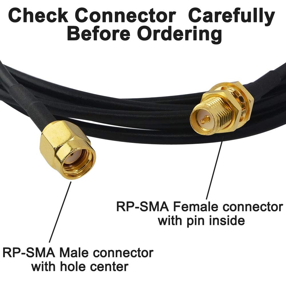 Kaunosta WiFi Antenna Extension Cable 15ft RG174 RP-SMA Male to RP-SMA Female RF Coaxial Cable Low Loss Gold Plated Pigtail for Wireless LAN Router