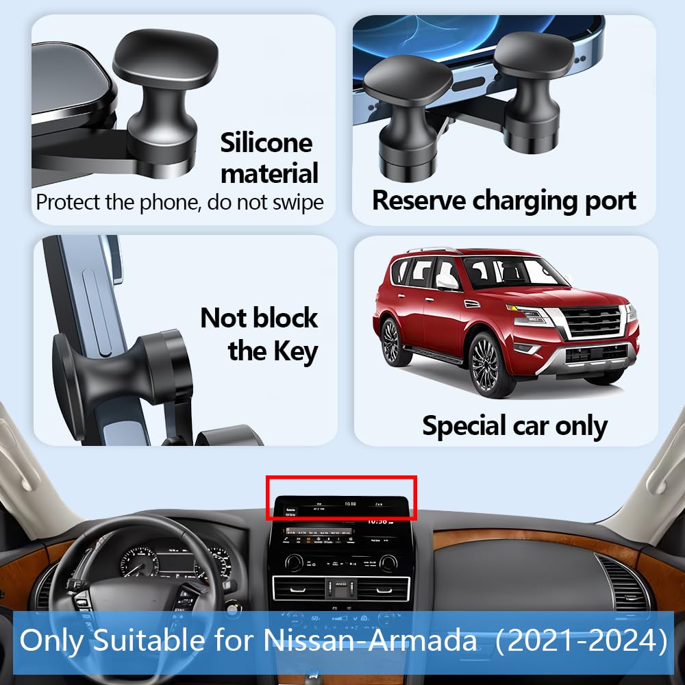 LUNQIN Car Phone Holder Mount for Nissan Armada 2021 2022 2023 2024,Infiniti QX80 2022 2023 2024 Auto Accessories Navigation Screen Bracket Interior