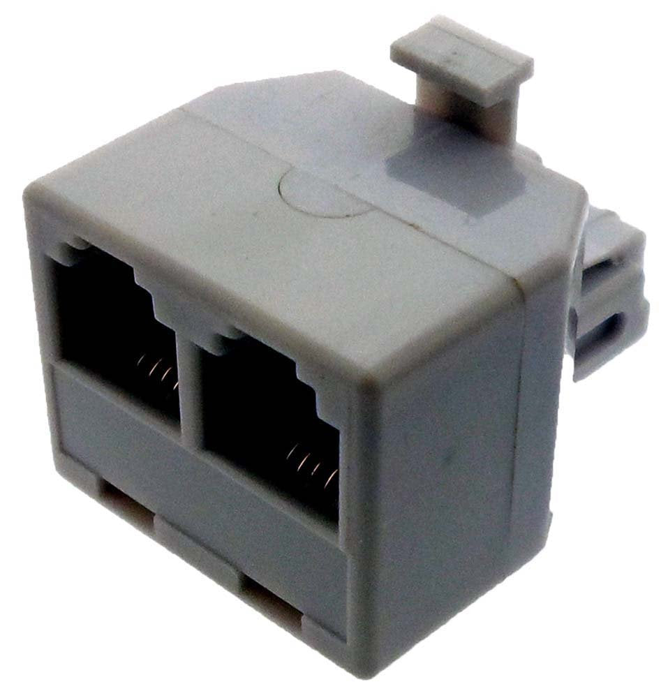 2 Outlet Modular Plastic Duplex Telephone Jack : ( Pack of 2 Pcs. )