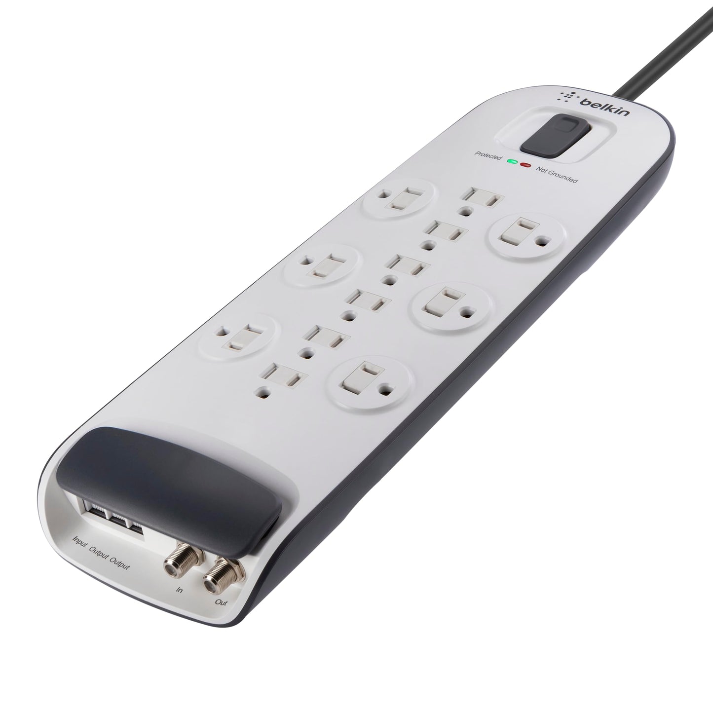 Belkin Power Strip Surge Protector - 12 AC Multiple Outlets, Ethernet & Cable Protection - 8 ft Long Extension Cord for Home, Office, Travel, Computer