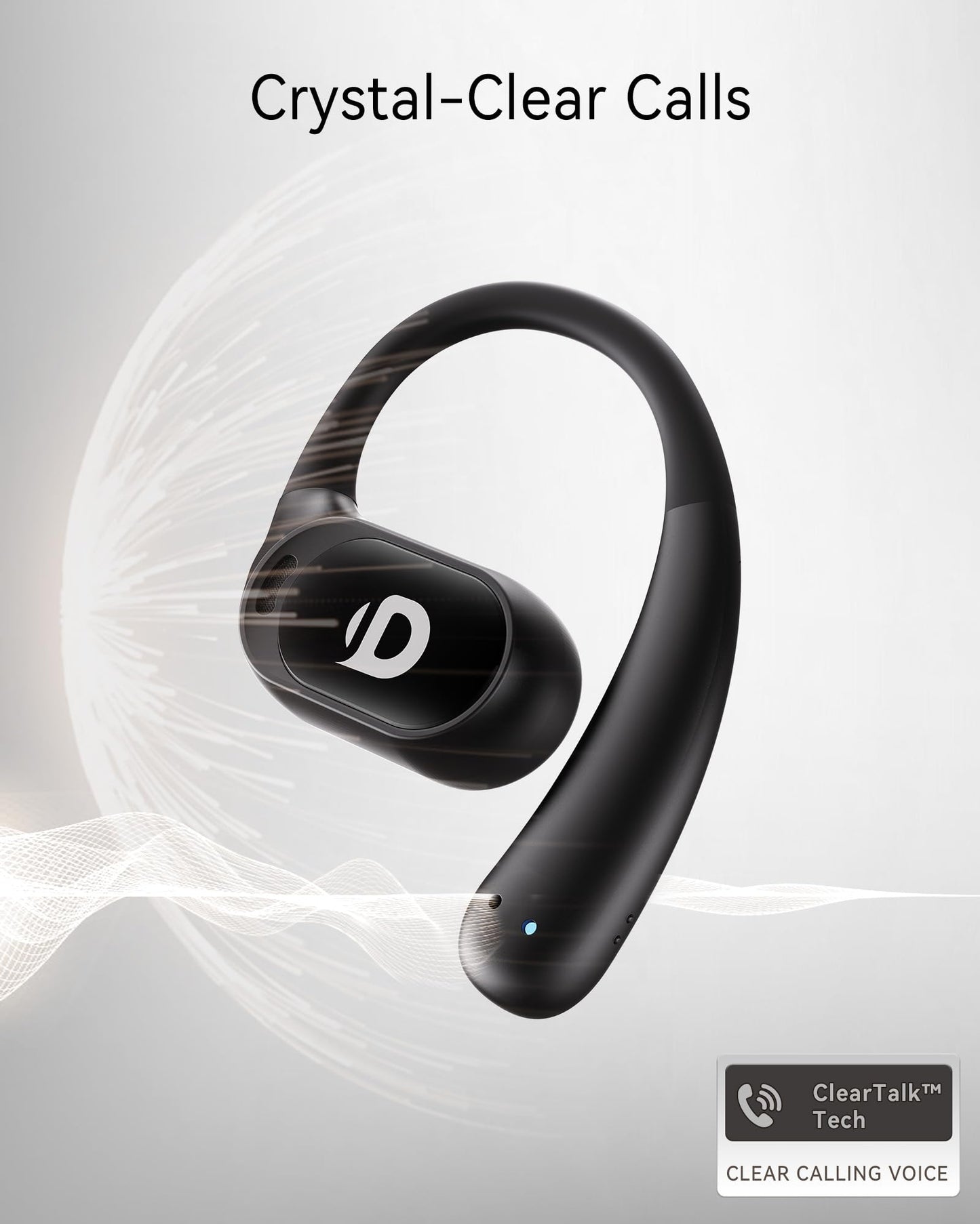 Open Ear Earbuds, True Wireless Open Ear Headphones with Earhooks, Air Conduction Earphones, Touch Control, Dual Noise-Cancelling Mics, Up to 30 Hours