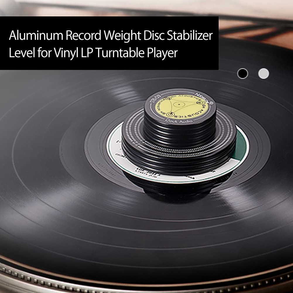 Aluminum Alloy LP Disc Record Stabilizer,Turntable Disc Record Stabilizer Clamp with High Precision Bubble,50Hz/60Hz LP Record Weight Stabilizer