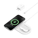 Belkin 2-in-1 Wireless Charging Pad w/ Qi2 15W + Additional USB-C Port - MagSafe-Compatible Charger, Charging Station for iPhone 16 & 15 Series