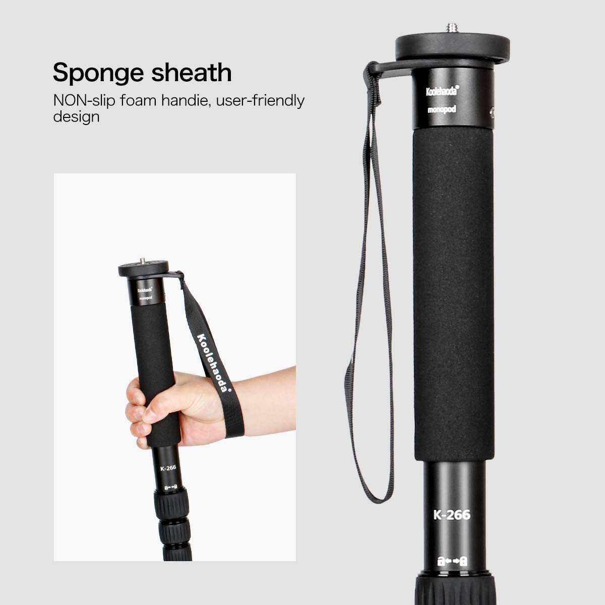 Koolehaoda 6-Section Monopod Compact Portable Photography Aluminum Alloy Unipod Stick (K-266 Black)
