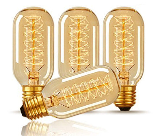 CTKcom T45 25 Watt Vintage Antique Light Bulbs E26 Base(4 Pack)- Antique Dimmable Bulb Spiral Tungsten Equivalent Warm Yellow Lamps for Home Light