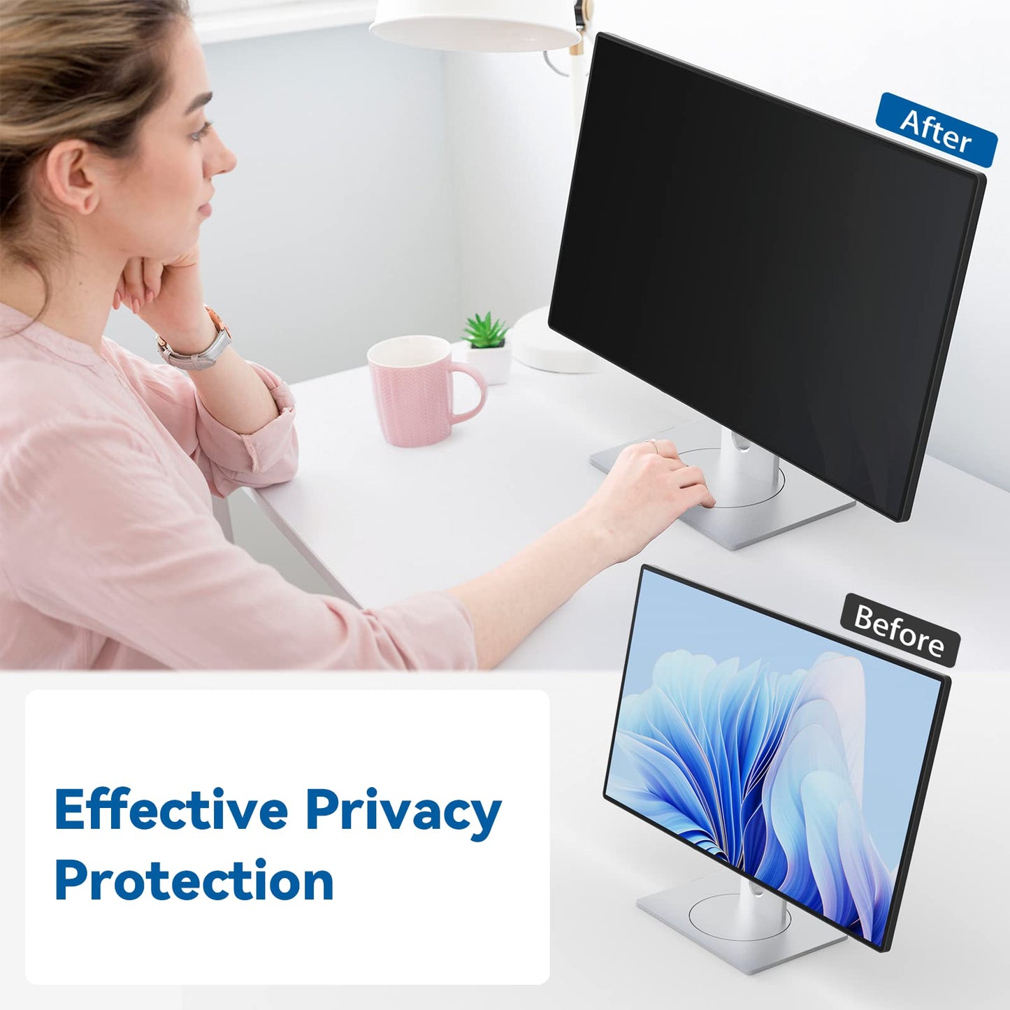 IPROKKO [2-Pack] 24 Inch Computer Privacy Screen Filter for 16:10 Widescreen Monitor, Removable 24in Anti Blue Light Glare Privacy Shield, Anti Spy