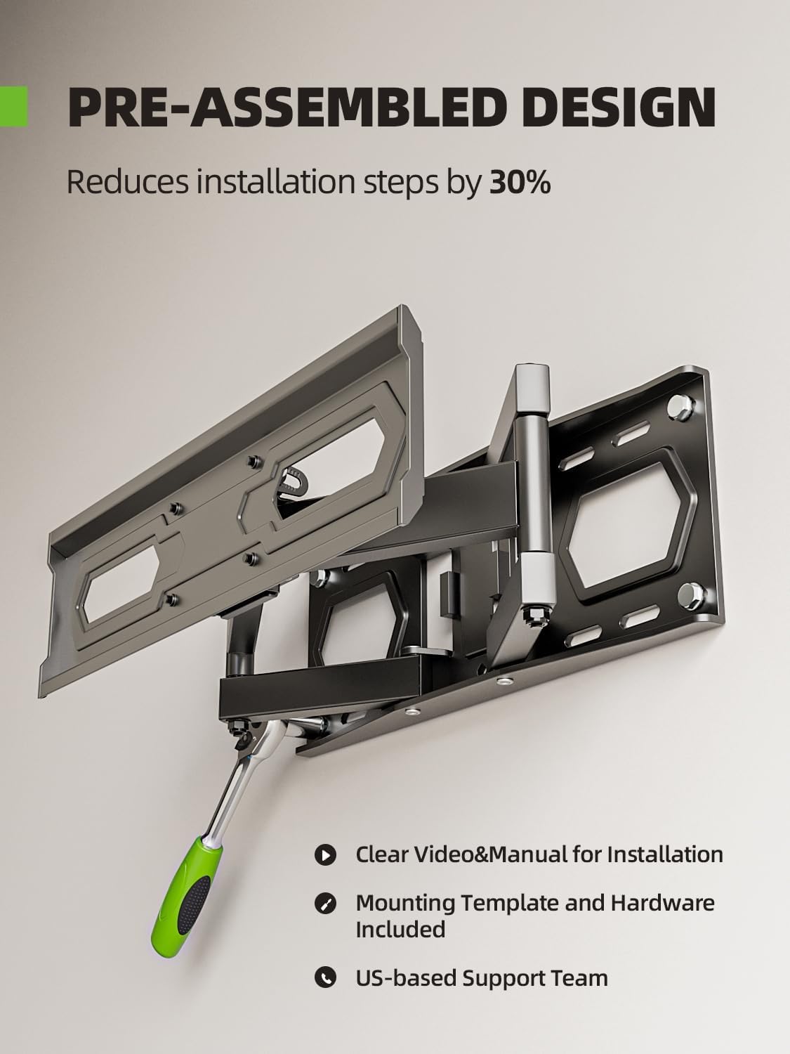 USX MOUNT TV Wall Mount for 32-74 inch Flat Screen/LED/4K up to 110lbs, Full Motion TV Mount Bracket with Swivel & Tilt Articulating Dual Arms, Max