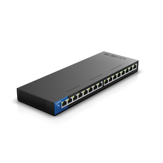 Linksys LGS116P 16 Port Gigabit Unmanaged Network PoE Switch with 8 PoE+ Ports @ 80W - Ideal for Business, Home, Office, IP Surveillance - Ethernet