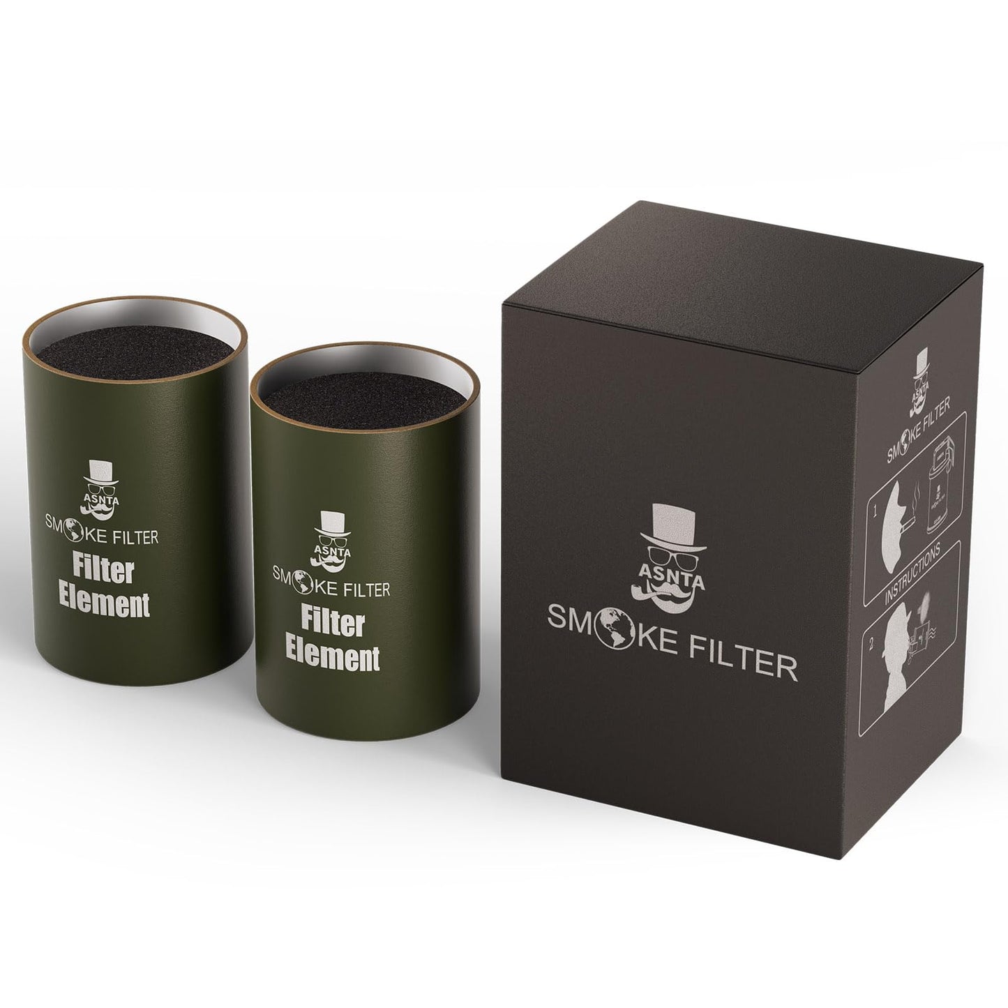 ASNTA Metal Housing Personal Filter - Effectively Captures Smoke and Removes Odors,Long-Term Use, Equipped with Replaceable Cartridge (Filter)
