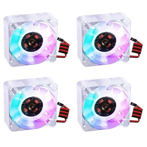 GeeekPi 4pcs 40x40x10mm 4010 DC 5V Brushless CPU Cooling Fan for Raspberry Pi 4B/3B+/3B/2B (Multi-Colored)