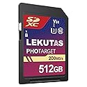 LEKUTAS 512GB SDXC UHS-I Memory Card - Up to 200MB/s Read Speed, C10, U3, V30, 4K UHD, Full-HD 4K Video SD Card for Canon Nikon Sony Panasonic DSLR