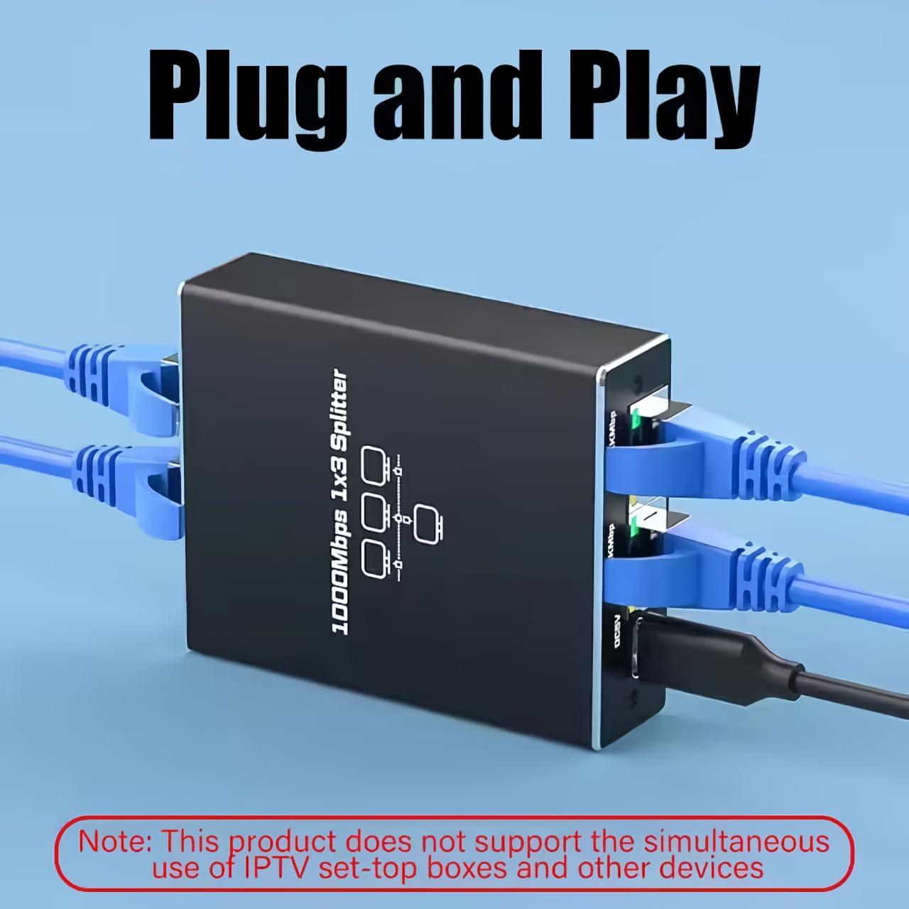 Aimery Ethernet Splitter High Speed Gigabit, 1000Mbps Ethernet Splitter 1 to 3[3 Devices Simultaneous Networking], RJ45 Splitter Adapter with USB