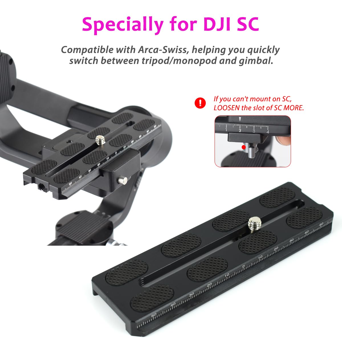 Akeipho Aluminum Quick Release Plate 120mm for DJI Ronin SC Gimbal,Camera Mounting Plate Compatible Arca-Swiss with 1/4" Hole for Gimbal Stabilizer