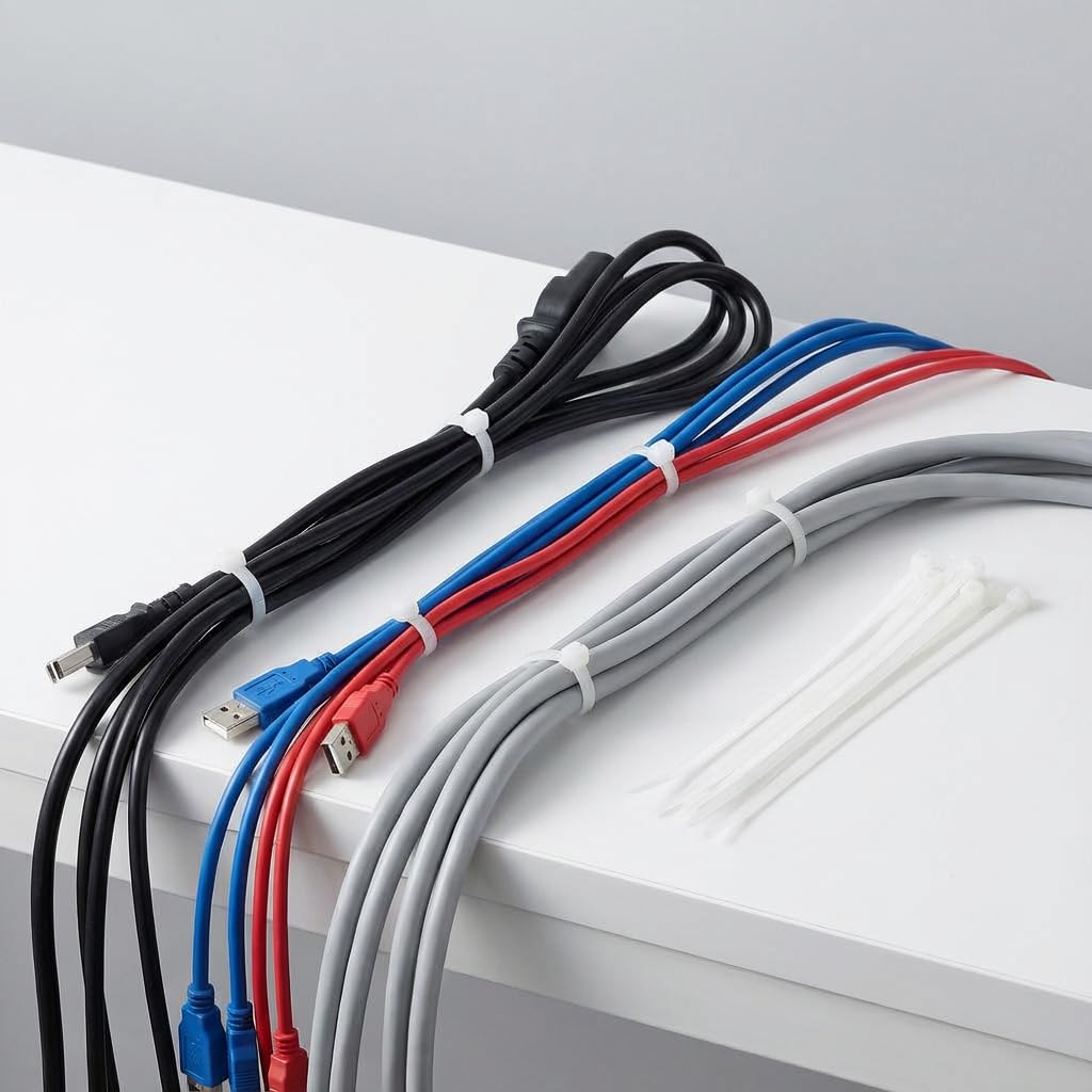White Zip Ties Heavy Duty 200Pack?Heavy Duty Cable Ties with High Tensile Strength, UV Resistant Wire Ties for Indoor and Outdoor Use (100pcs 6" +