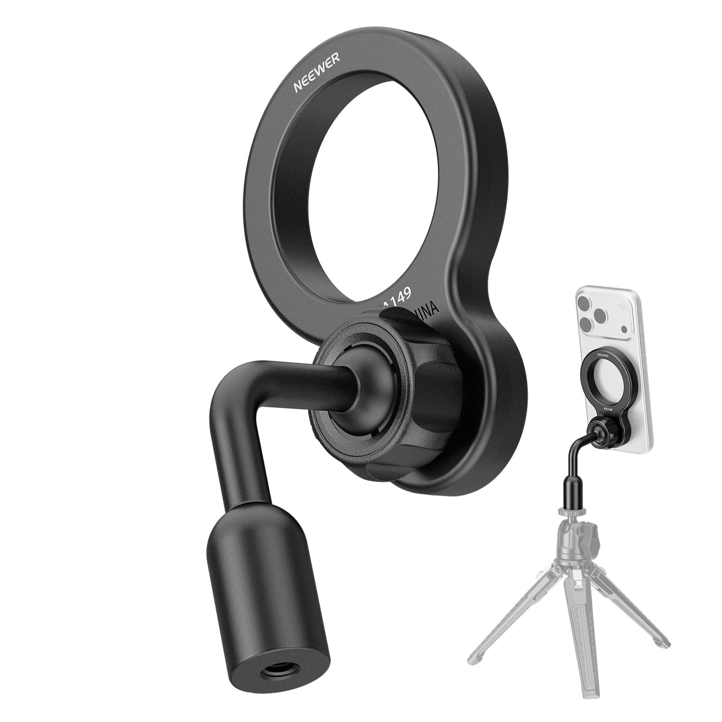 NEEWER Basics Magnetic Phone Tripod Mount Adapter, 360° Ball Head Aluminum Compact Lightweight Portable Phone Holder Attachment Compatible