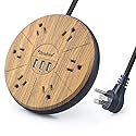Power Strip Surge Protector 6 AC outlets with 3 USB Ports Charging Station Long Extension Cord Right Angle Flat Plug Widely Spaced Multi Outlets