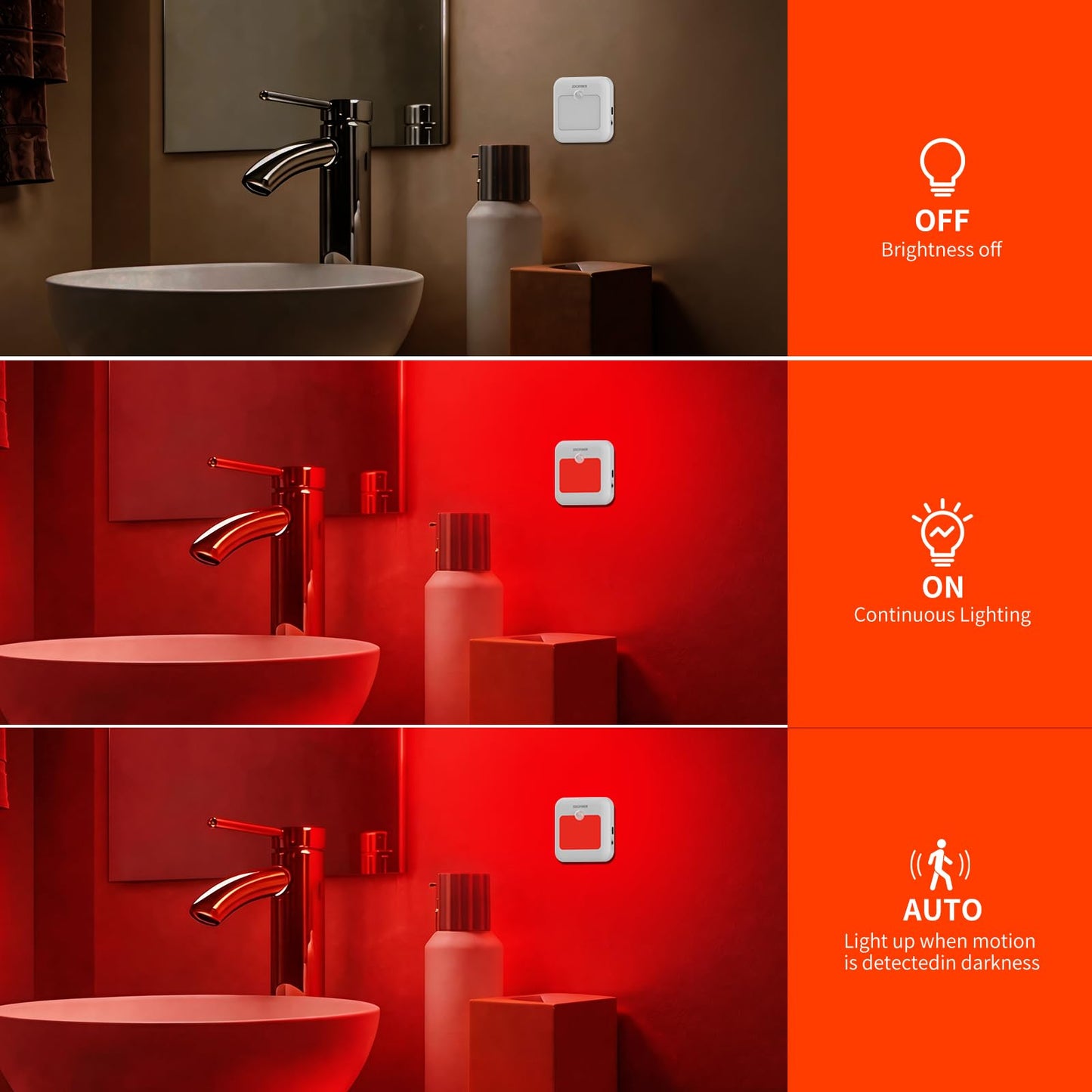 ZOCIFINER Red Light Motion Sensor Night Lights Rechargeable Battery Red Light Stick-on Magnetic Red Lights Sleep Aid Red Night Light for Bathroom