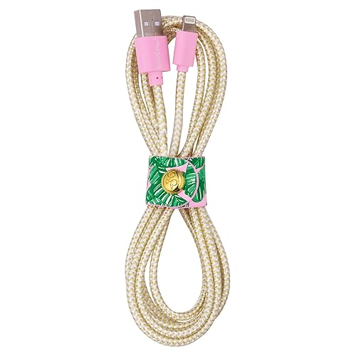 Lilly Pulitzer Cute Charging Cord, Extra Long Phone Cable with USB, Fast Charger Compatible with iPhone, Apple Watches, Airpods, Let's Go Bananas