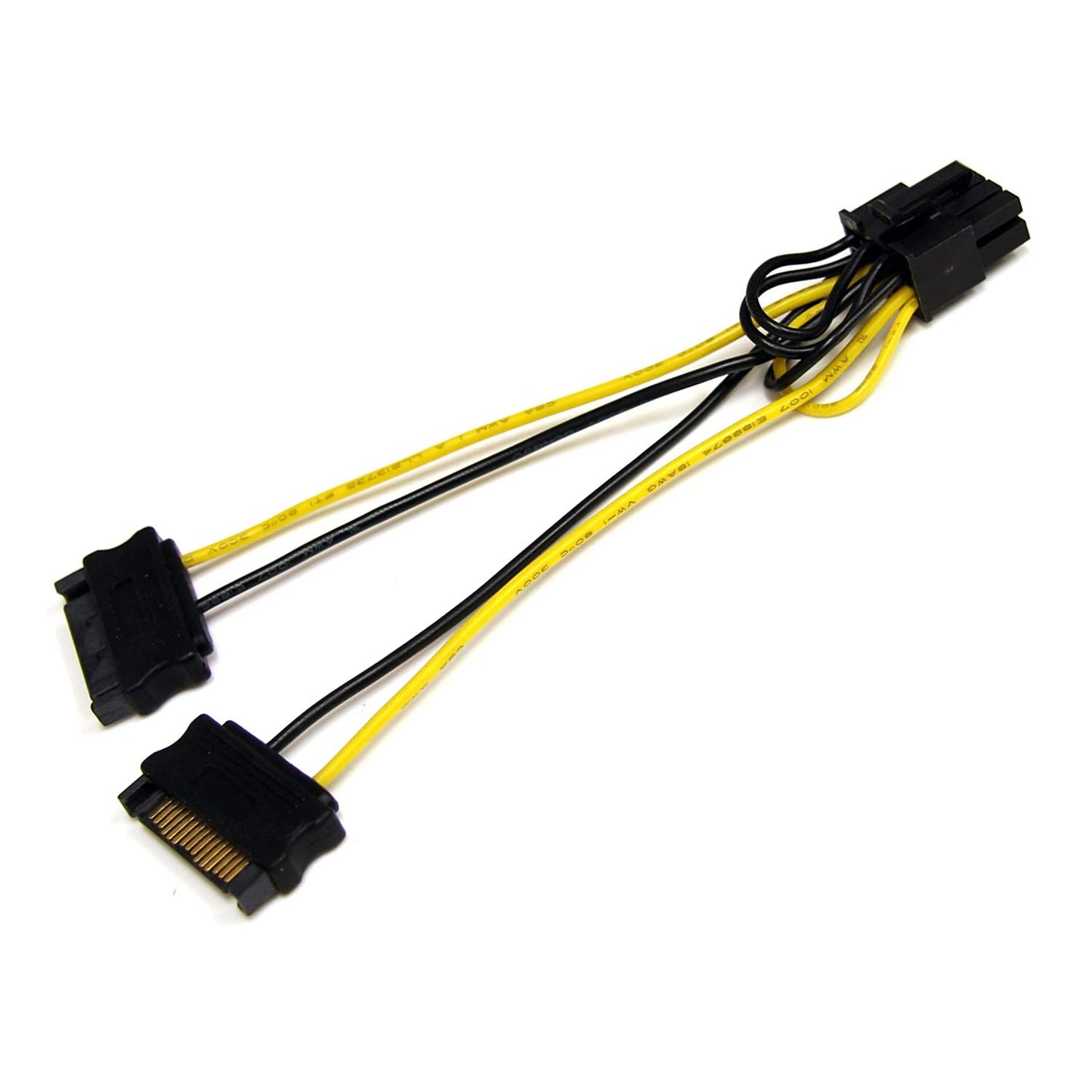 Atneway 6 Pin PCIe to Dual SATA 15 Pin Male Power Cable, 2X 15-Pin SATA Male to 6 Pin PCI-Express Female Video Card Power Adapter Cable (20CM/8inch)