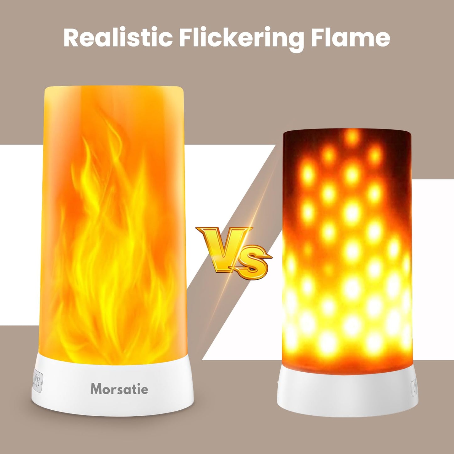 Morsatie Upgraded LED Flame Light with Upside Down Effect, Remote Timer & 4 Modes, Rechargeable Battery Operated Waterproof Flameless Candles