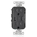 Leviton Type-A USB in-Wall Charger with 15A Tamper-Resistant Outlet, USB Charger for Smartphones, T5632-BE, Black