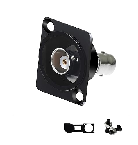 YiKaiEn 50 Ohm BNC D-Type Panel Mount Connector with Waterproof Cover - Gold-Plated SDI Video Coaxial Female-to-Female Adapter, Sturdy Chassis