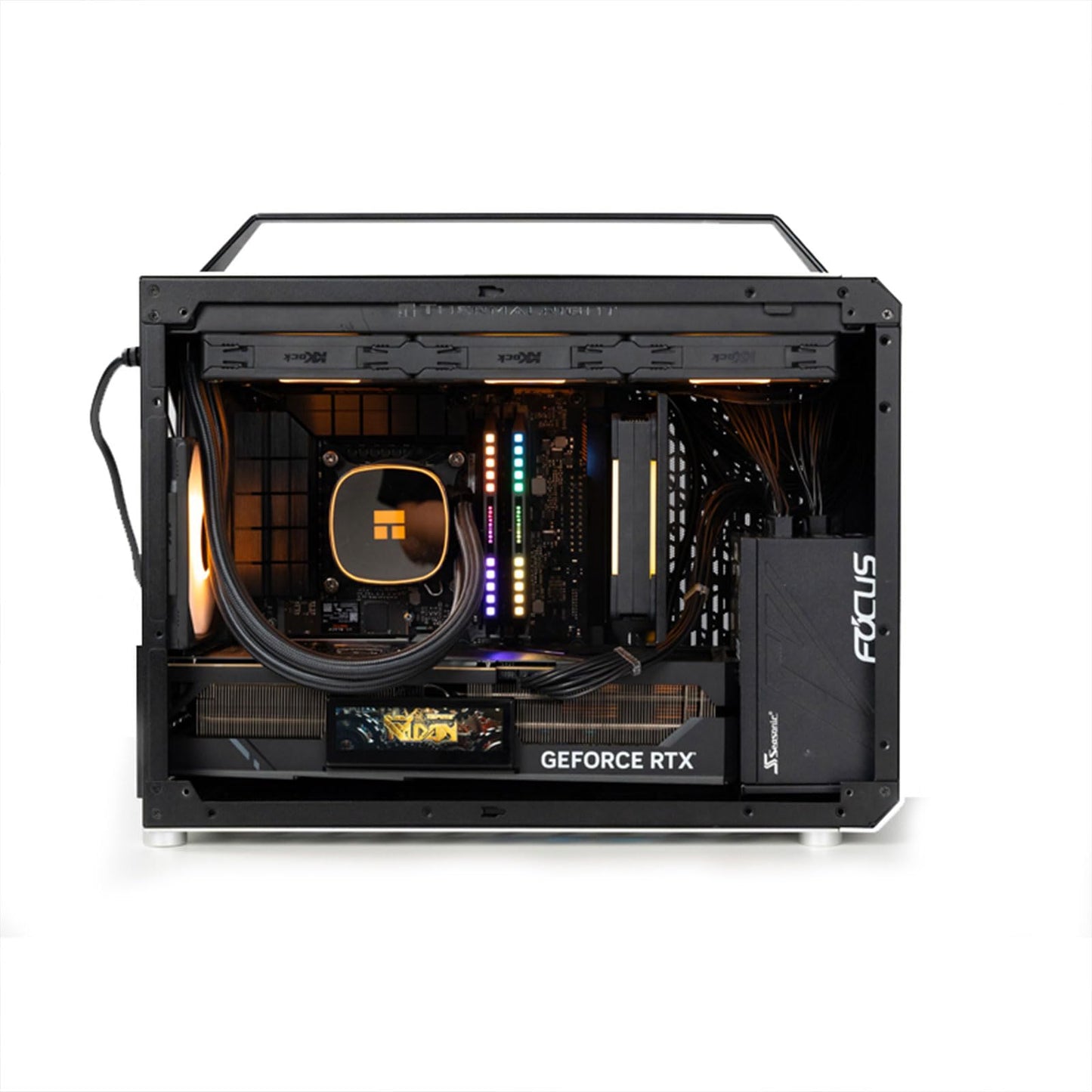 Mechanic master C30pro Side penetrating 360 Water-Cooled Matx/ITX Portable Desktop Computer Aluminum Alloy case (Elegant Black)
